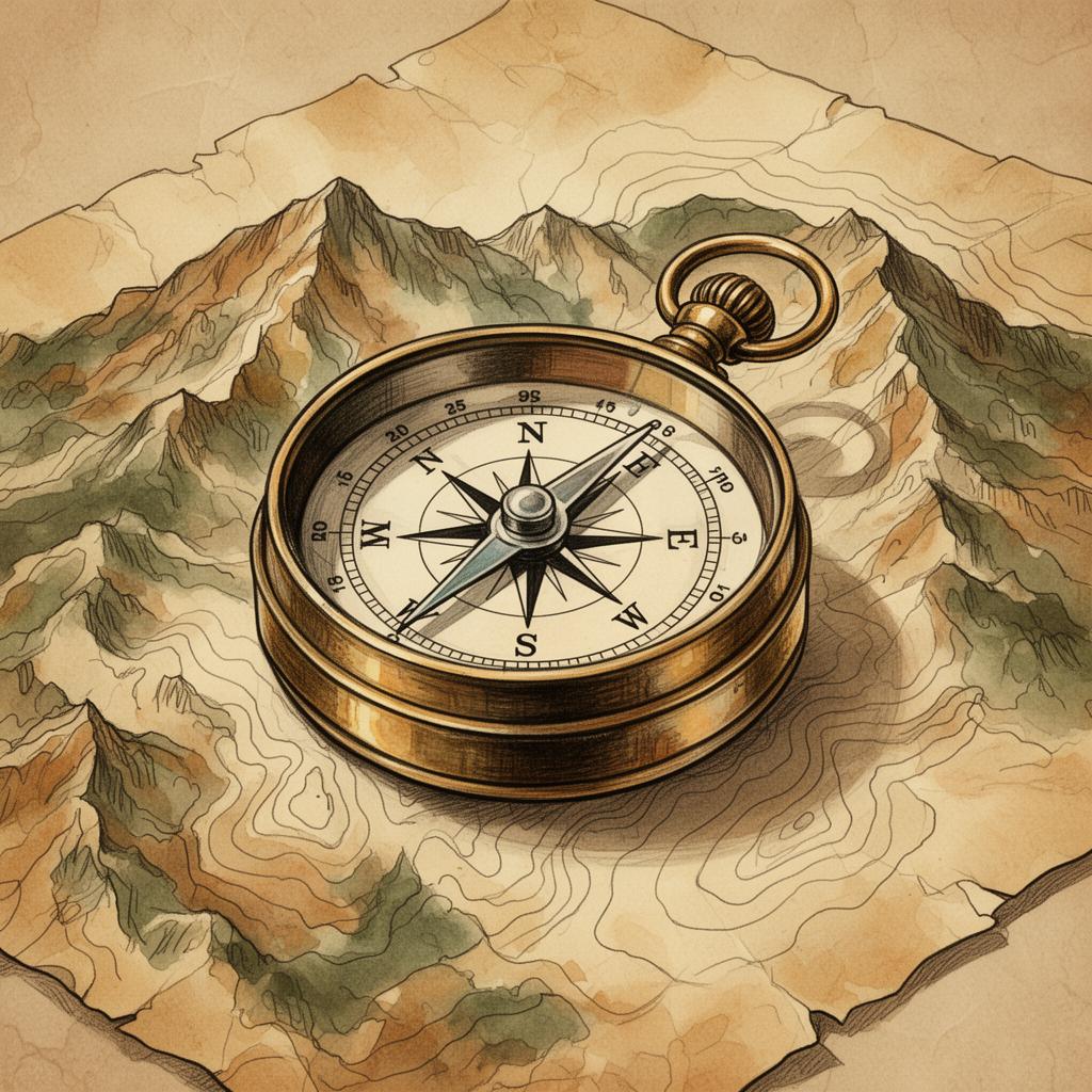 A compass on a topographic map — take the free leadership assessment